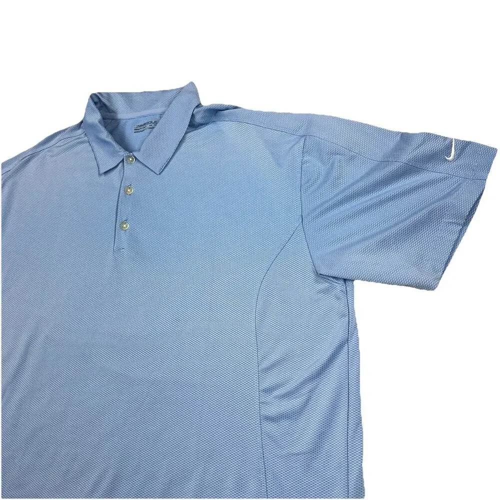 Nike Golf Fit Dry Mens Polo Shirt Blue Size XXL Quick Dry Sweat Wicking Light